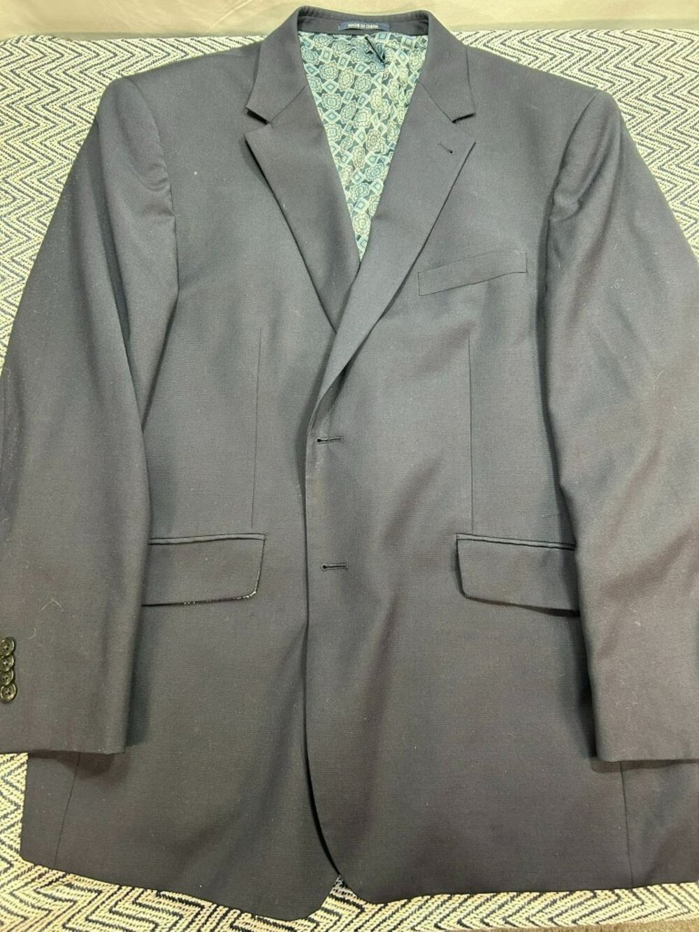 Jos. A. Bank 1905 Navy Blue Suit Jacket With Patterned Lining Mens 2-Button Blaz